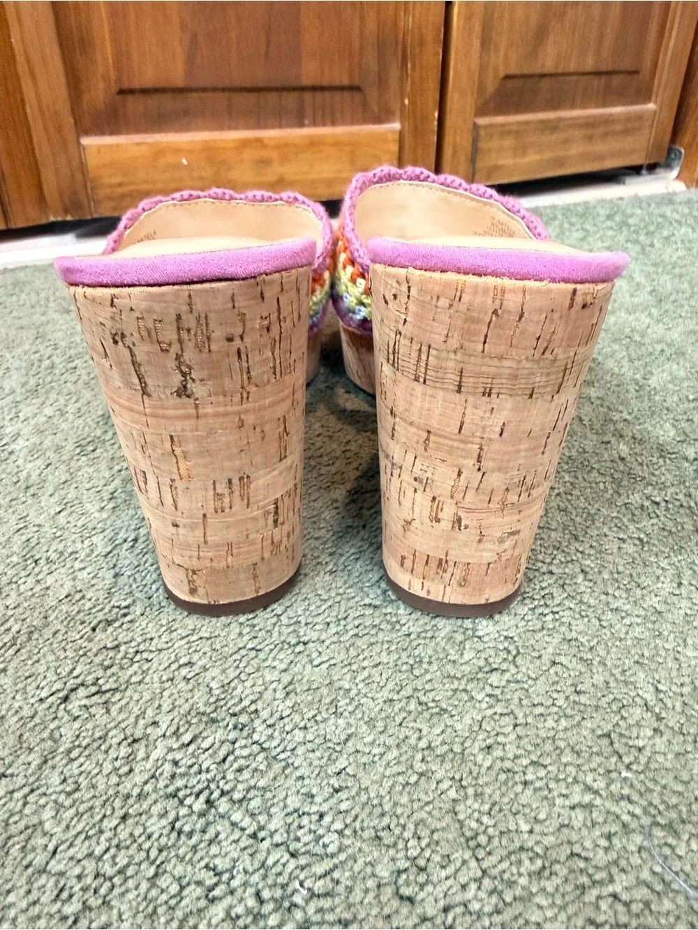 JESSICA SIMPSON LADIES  Pink Crochet Double-Strap Wedge Sandals  BRAND NEW
